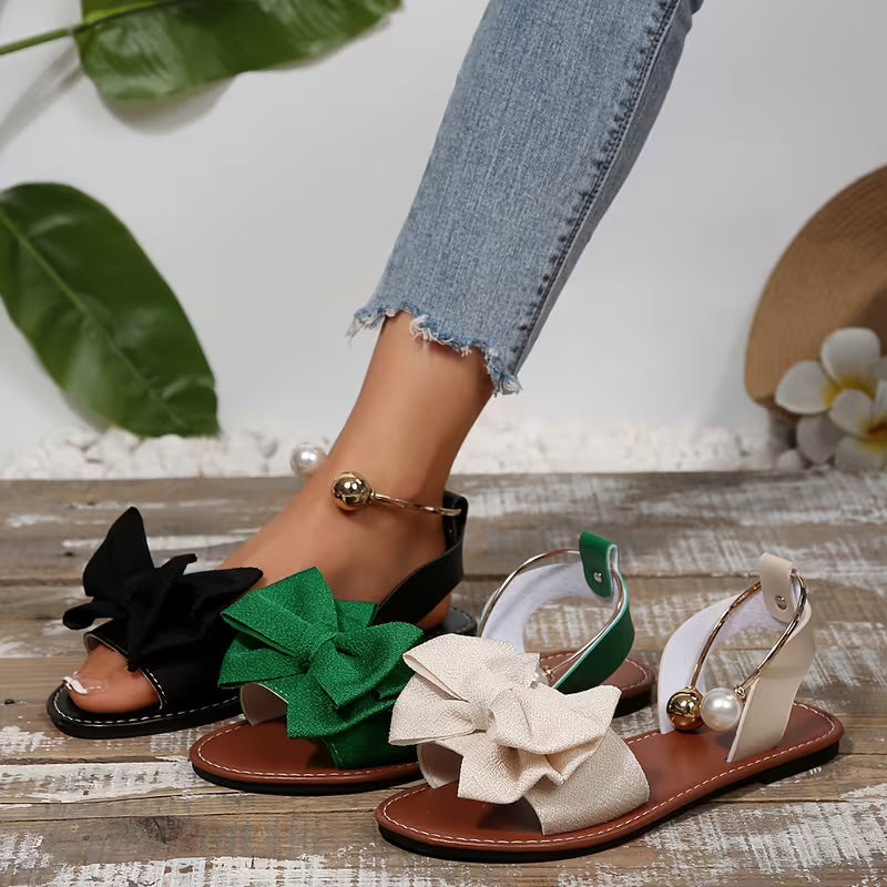 Bow Slingback Flat Sandals