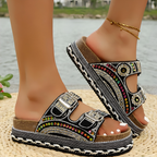 Boho Crystal Cork Slides – Bold. Beaded. Unforgettable