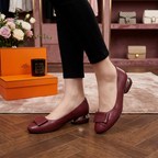 Bow Leather Comfort Loafer Heels