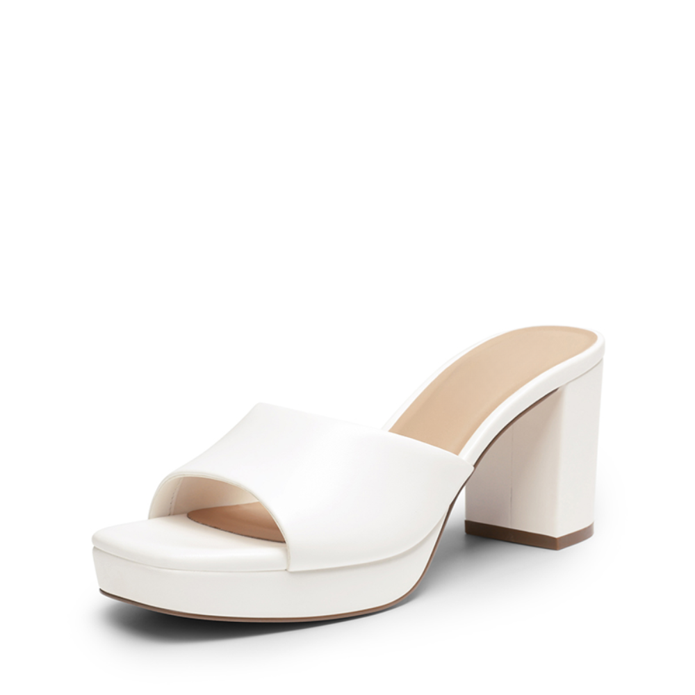 Leather Block Heel Mules – One Strap. Pure Leather