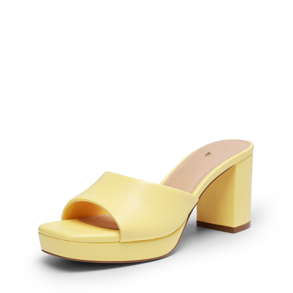 Leather Block Heel Mules – One Strap. Pure Leather