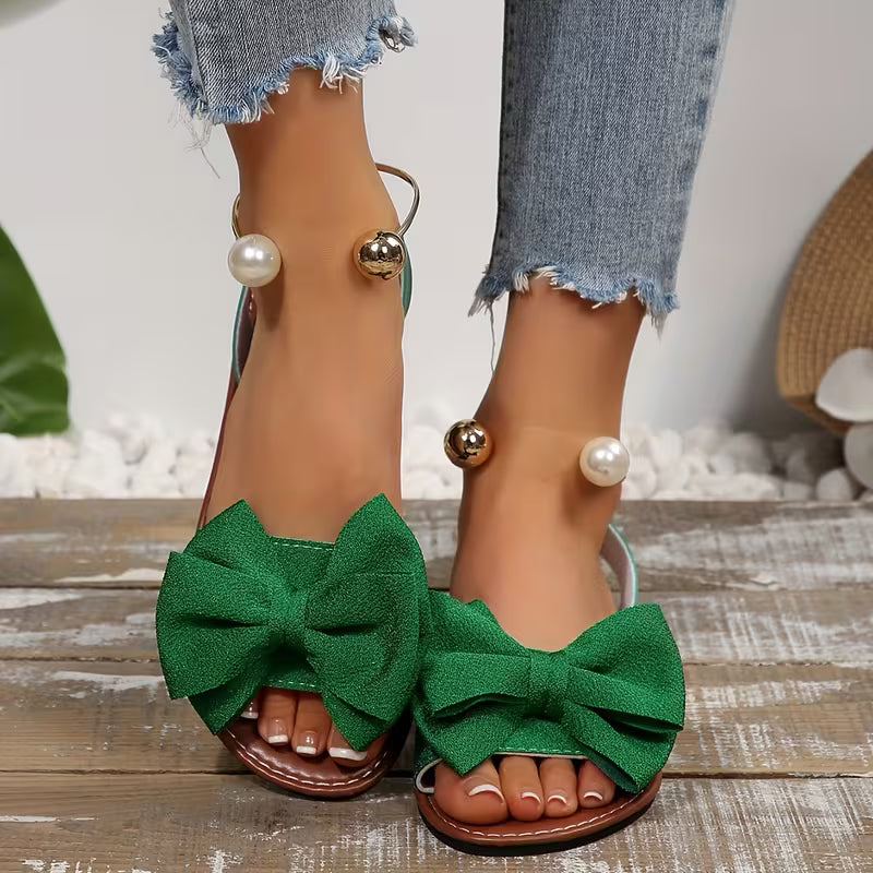Bow Slingback Flat Sandals
