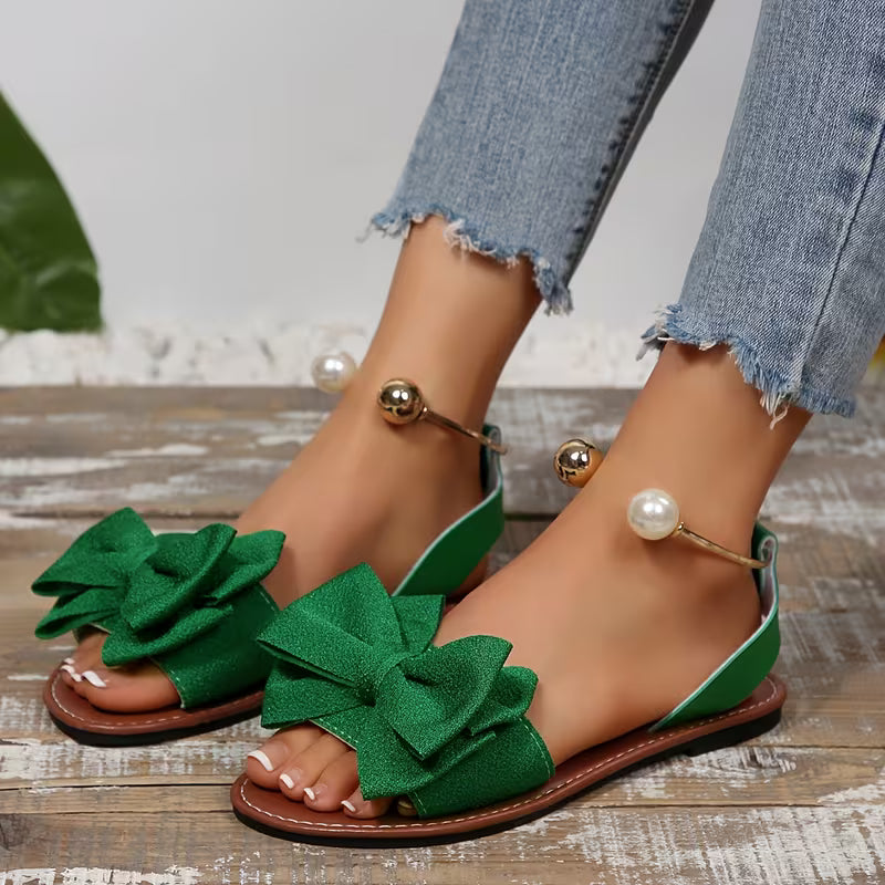 Bow Slingback Flat Sandals