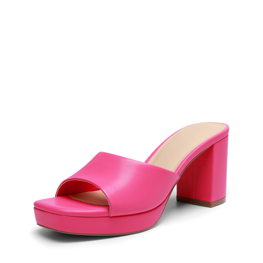 Leather Block Heel Mules – One Strap. Pure Leather