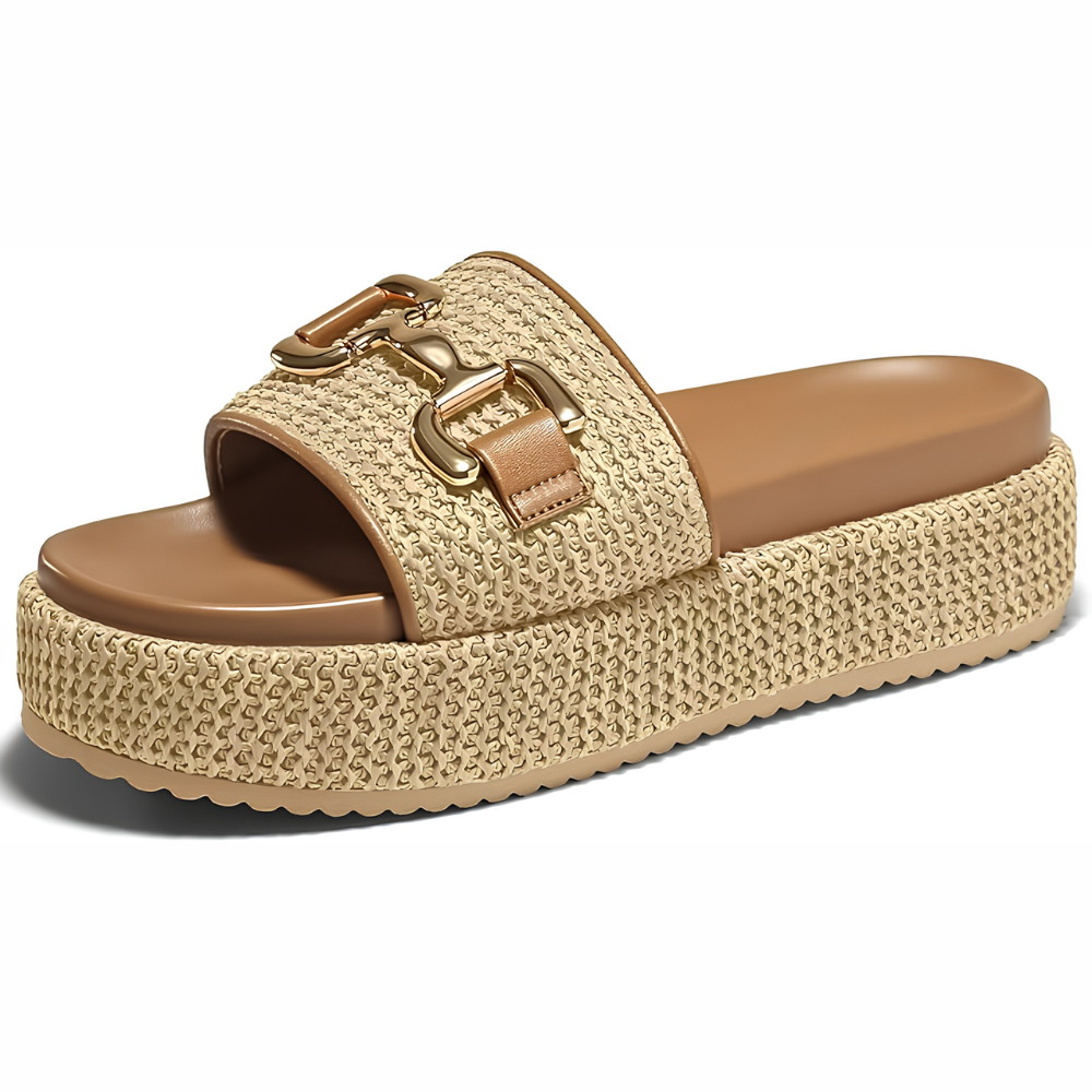 Portofino Raffia Platform Slides – Slip On, Stay All Day