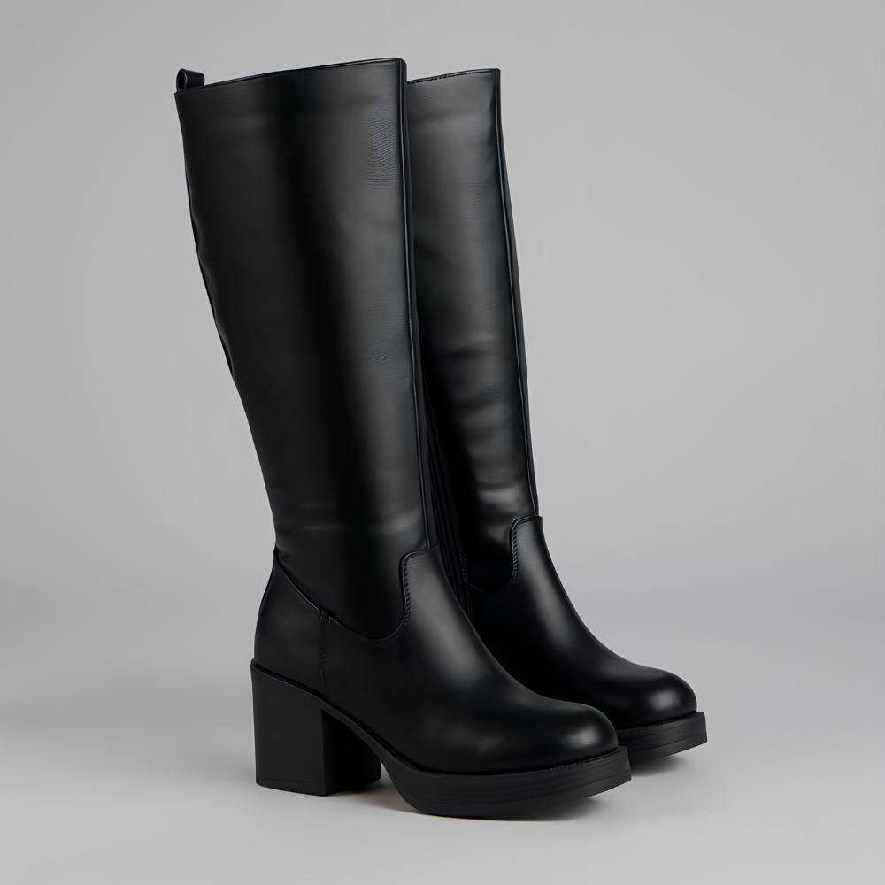 Milano Wide-Calf Platform Boots – Pull-On Comfort, All-Day Confidence