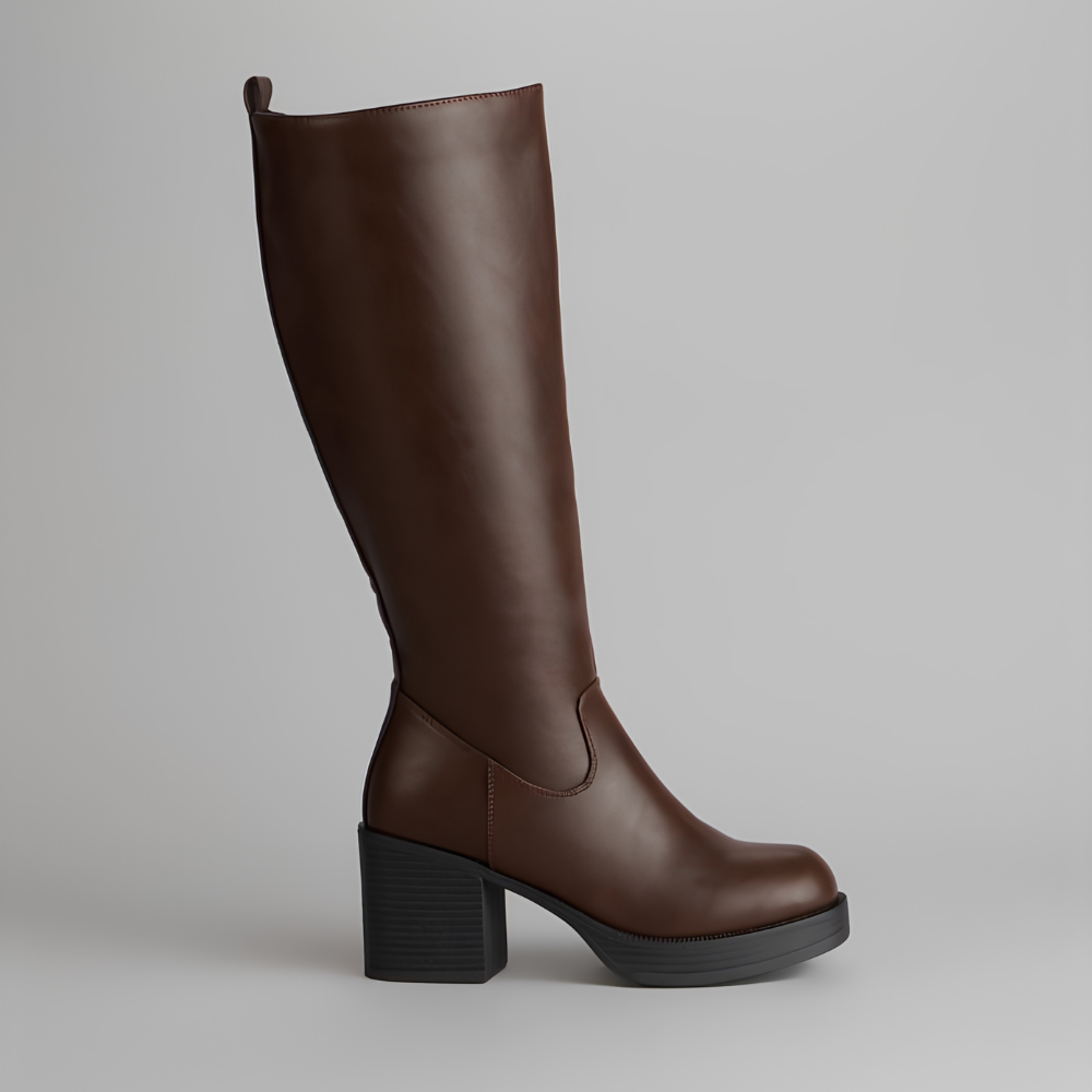 Milano Wide-Calf Platform Boots – Pull-On Comfort, All-Day Confidence