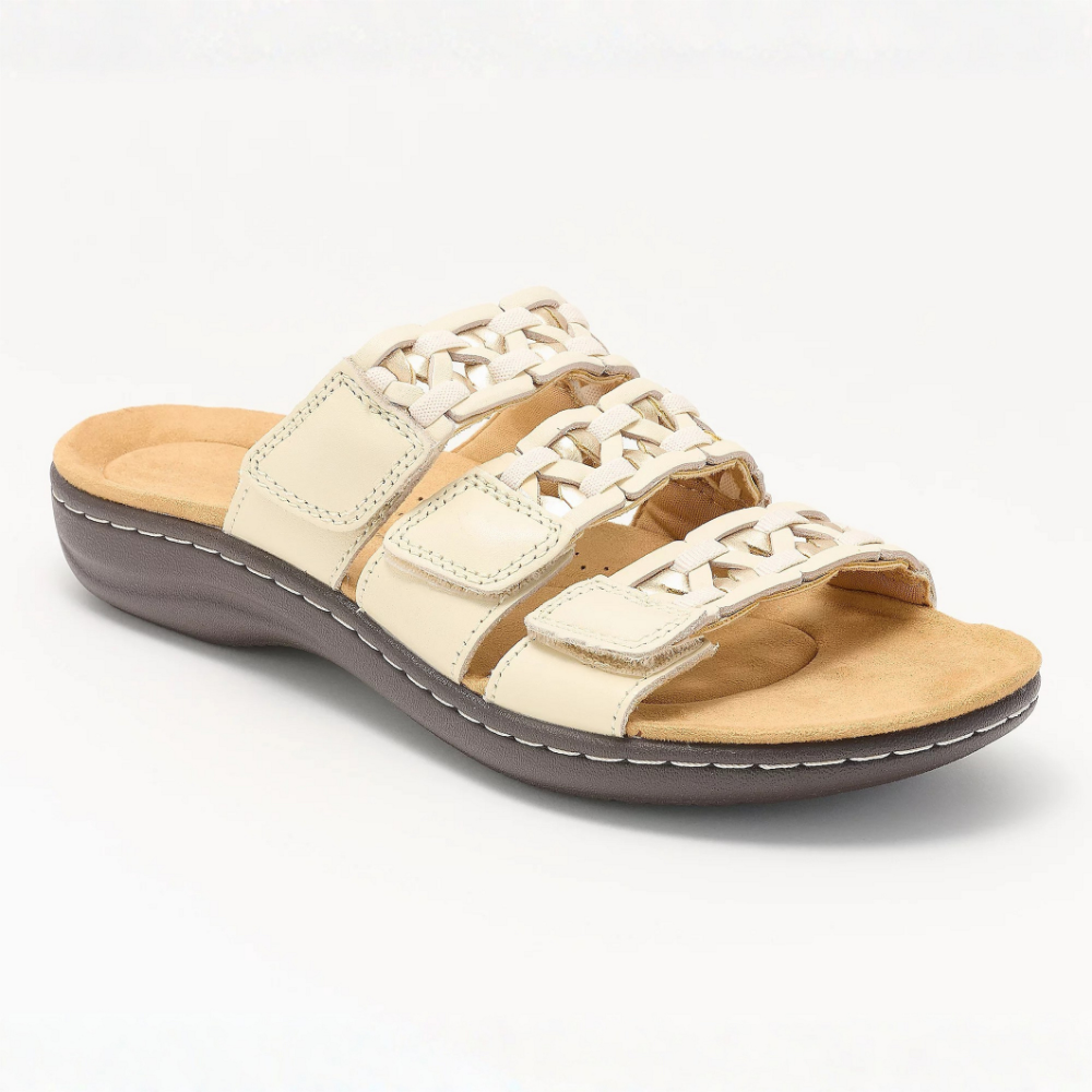 Riviera Triple-Strap Leather Slides – All-Day Cushion Comfort