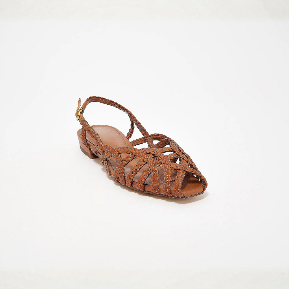 Aria Braided Leather Slingback Flats – Effortless Summer Comfort, All Day