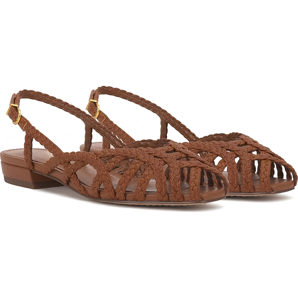 Aria Braided Leather Slingback Flats – Effortless Summer Comfort, All Day