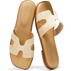 Tessa Raffia Slide Sandals – Pure Memory Foam Comfort, All Day
