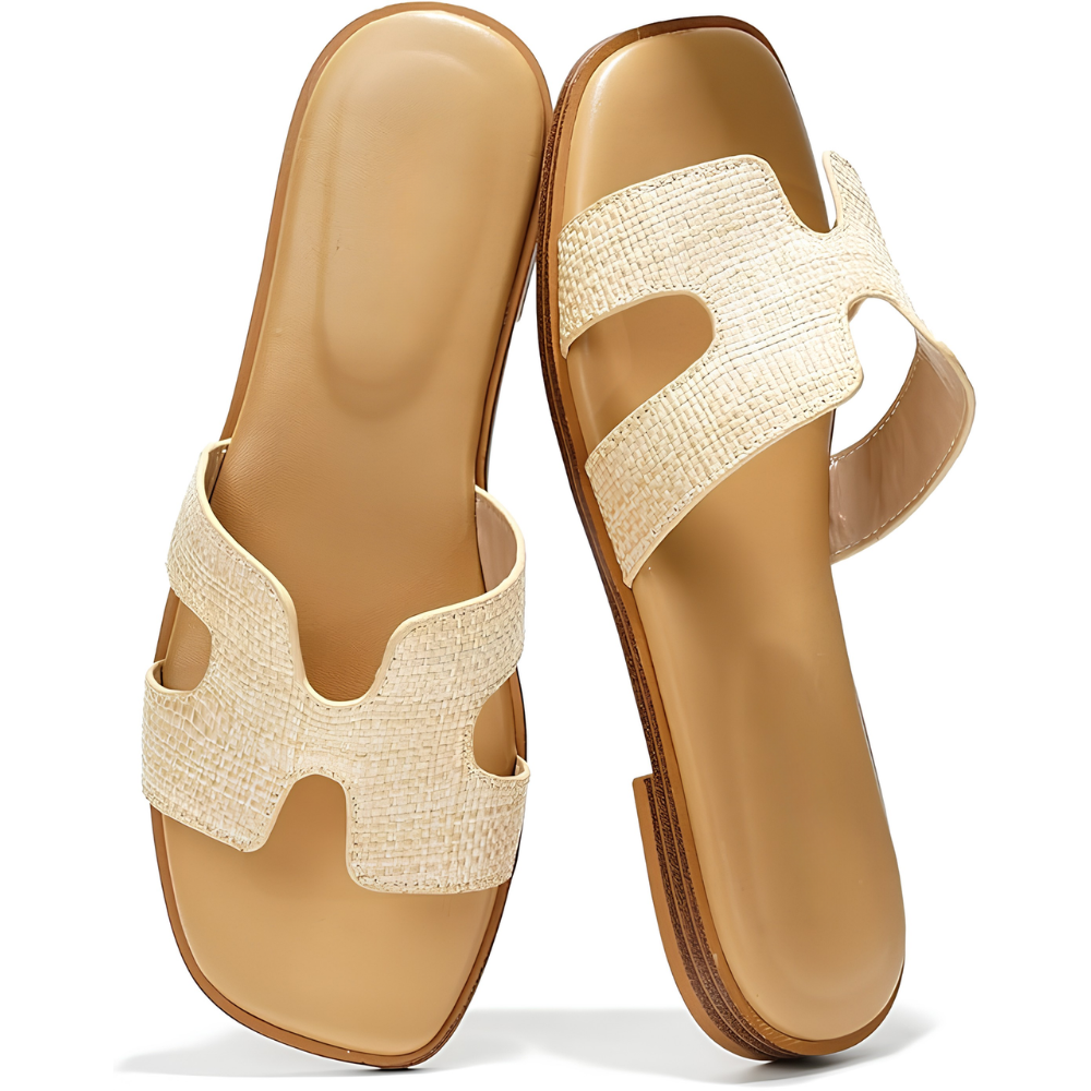 Tessa Raffia Slide Sandals – Pure Memory Foam Comfort, All Day
