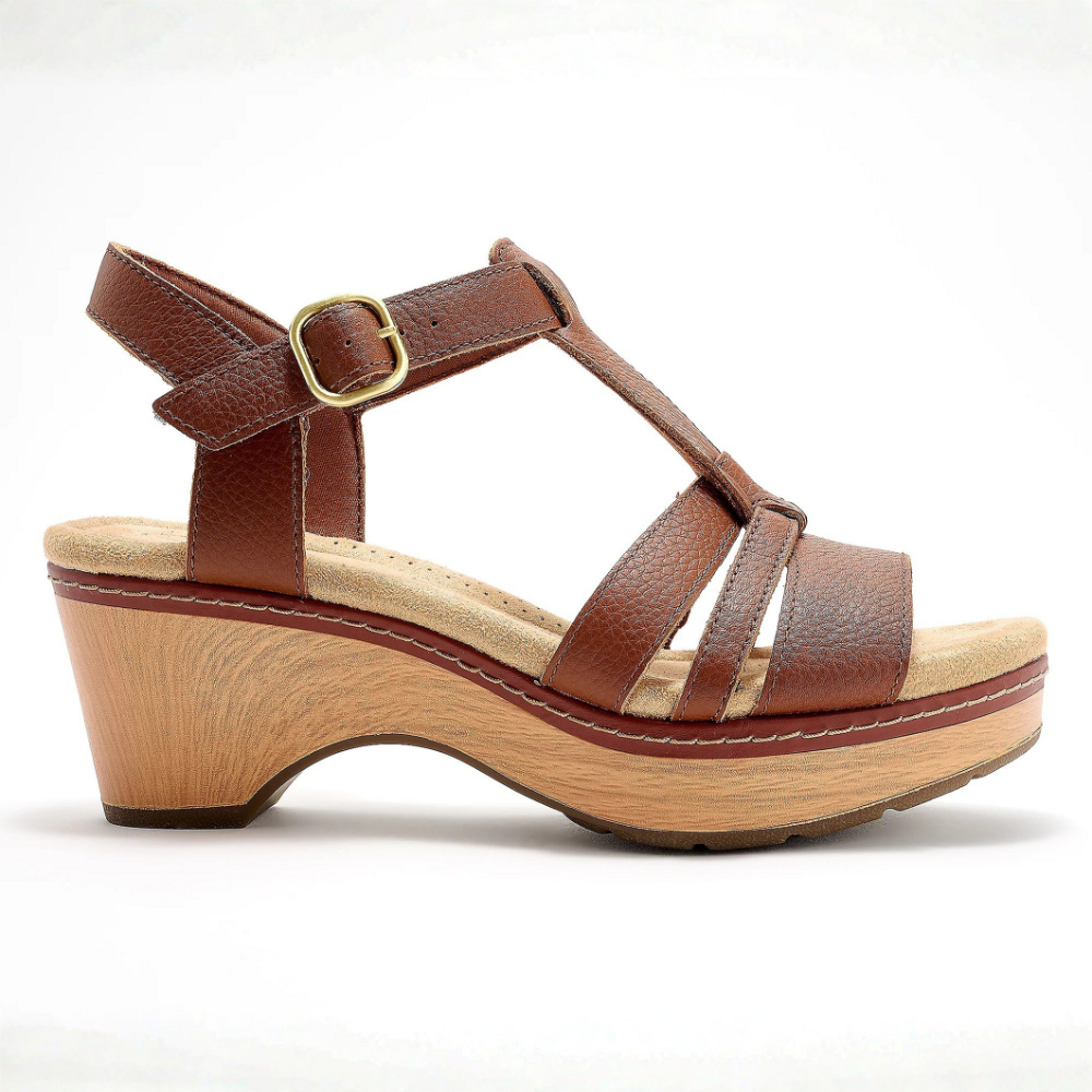 Olivia Leather T-Strap Heeled Sandals – Walk Taller in Pure All Day Comfort