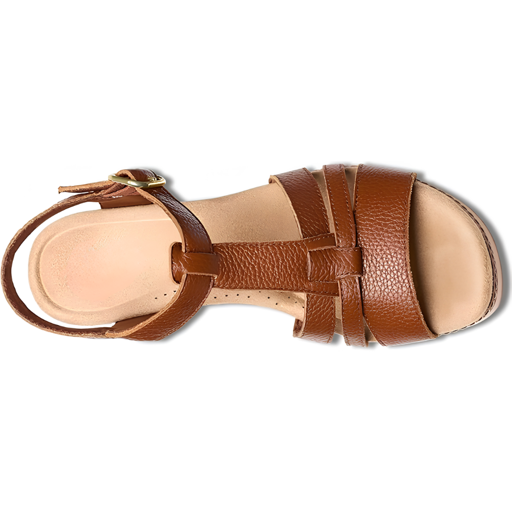 Olivia Leather T-Strap Heeled Sandals – Walk Taller in Pure All Day Comfort