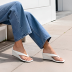 Portofino Square-Toe Thong Wedge Sandals – Sleek Lift, Cloud-Soft Steps