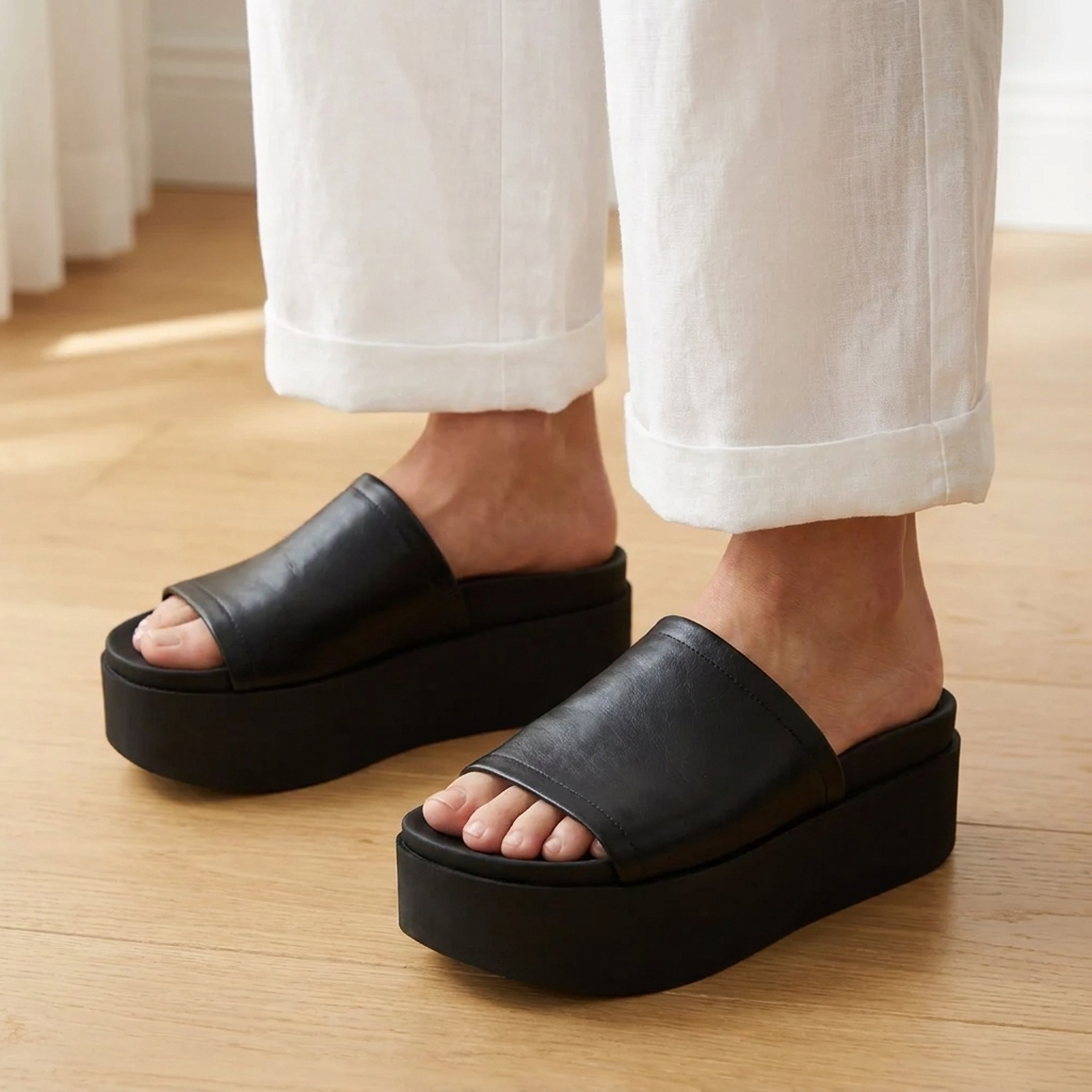 Arwinn Leather Platform Slides